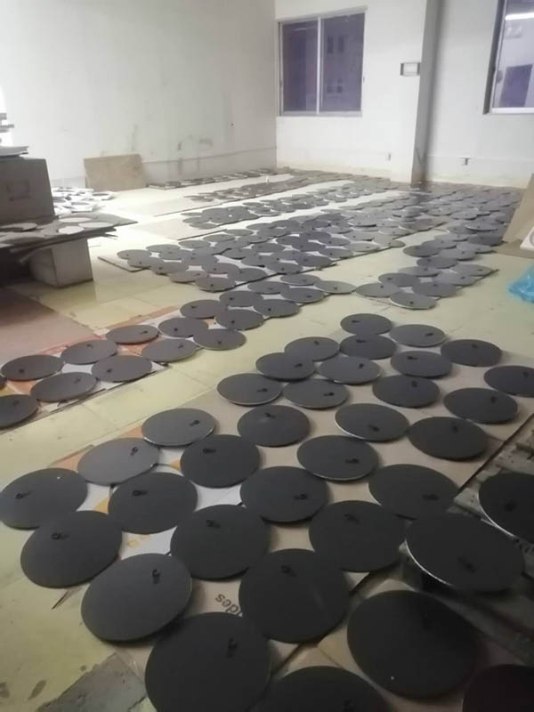 Decorative handmade gypsum sand beige Moon phase mirror for home wall hanging mirror5