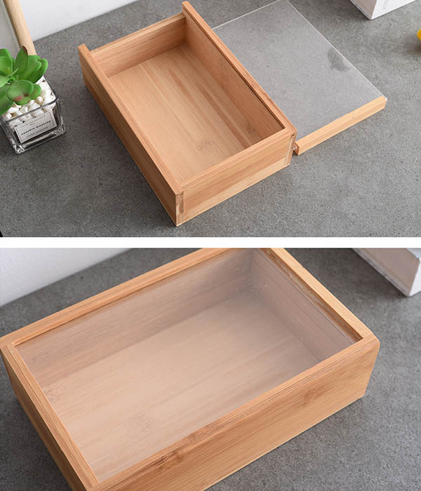 Large Unfinished glass sliding lid Wood Box4
