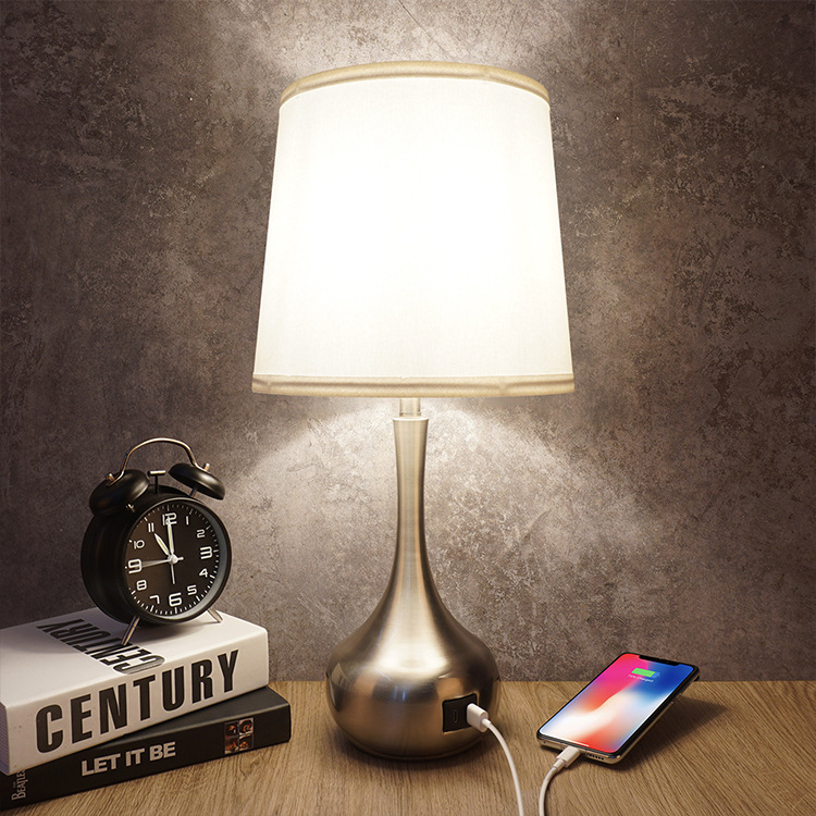 Modern touch control dimming vase table lamp with USB rechargeable small night table lamp bedroom bedside table lamp