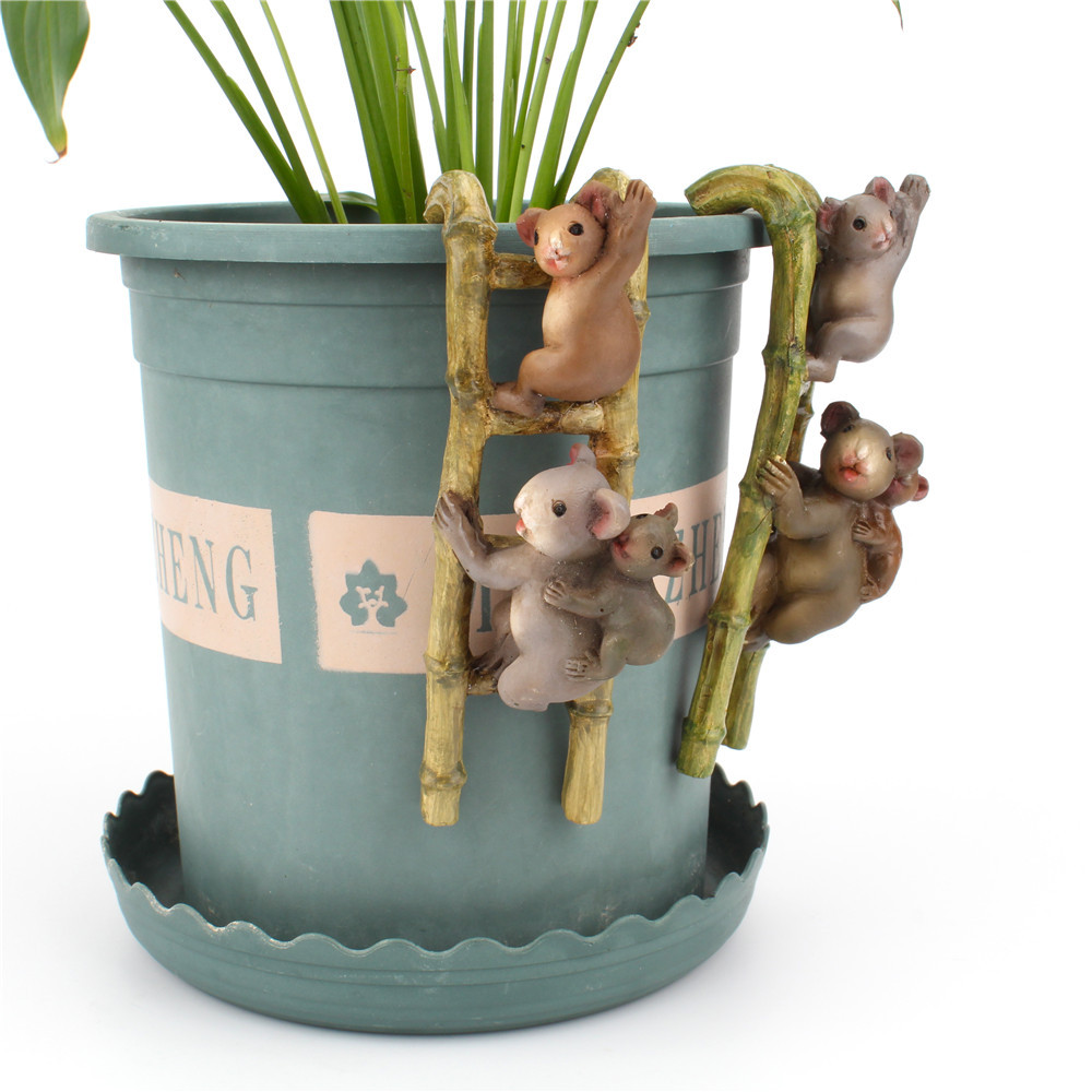 ladder climbing small koala potted decorative ornaments climbing cylinder pendant creative home gardening resin decoration