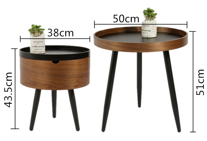 fashion style furniture Round Shape Coffee tray Table and end table with single drawer storage for outdoor and indoor